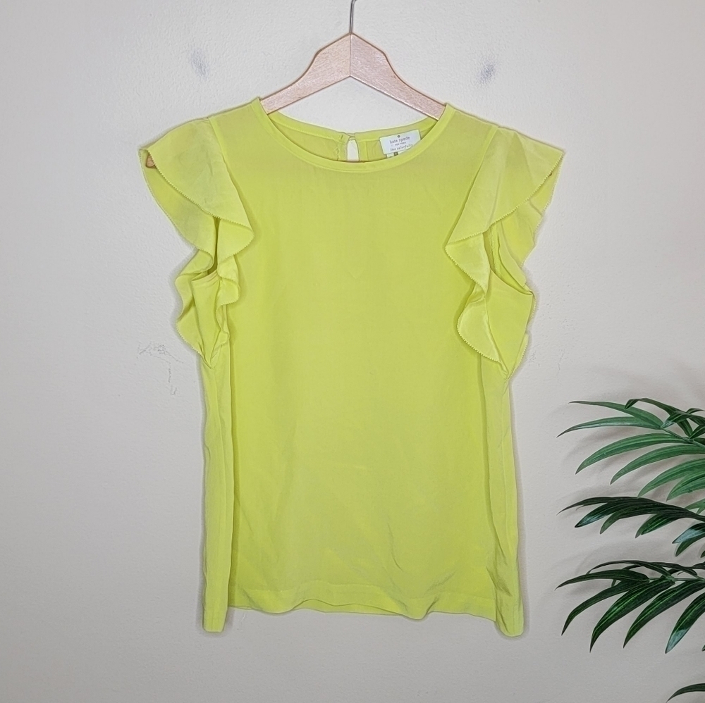 Kate Spade | Silk Ruffle Sleeve Blouse Size 0